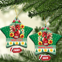 Personalized Wales Christmas Ceramic Ornament Cute Red Welsh Dragon and Daffodils - Wonder Print Shop