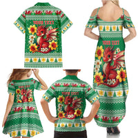 Personalized Wales Christmas Family Matching Summer Maxi Dress and Hawaiian Shirt Cute Red Welsh Dragon and Daffodils - Wonder Print Shop