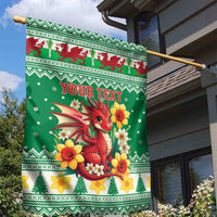 Personalized Wales Christmas Garden Flag Cute Red Welsh Dragon and Daffodils - Wonder Print Shop