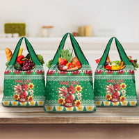 Personalized Wales Christmas Grocery Bag Cute Red Welsh Dragon and Daffodils - Wonder Print Shop