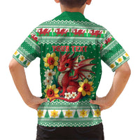 Personalized Wales Christmas Hawaiian Shirt Cute Red Welsh Dragon and Daffodils - Wonder Print Shop
