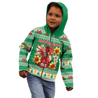 Personalized Wales Christmas Kid Hoodie Cute Red Welsh Dragon and Daffodils - Wonder Print Shop