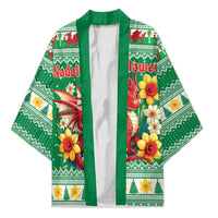 Personalized Wales Christmas Kimono Cute Red Welsh Dragon and Daffodils - Wonder Print Shop