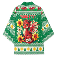 Personalized Wales Christmas Kimono Cute Red Welsh Dragon and Daffodils - Wonder Print Shop