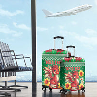 Personalized Wales Christmas Luggage Cover Cute Red Welsh Dragon and Daffodils - Wonder Print Shop