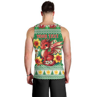 Personalized Wales Christmas Men Tank Top Cute Red Welsh Dragon and Daffodils - Wonder Print Shop