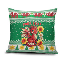 Personalized Wales Christmas Pillow Cover Cute Red Welsh Dragon and Daffodils - Wonder Print Shop