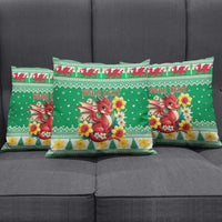 Personalized Wales Christmas Pillow Cover Cute Red Welsh Dragon and Daffodils - Wonder Print Shop