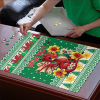 Personalized Wales Christmas Puzzle Cute Red Welsh Dragon and Daffodils - Wonder Print Shop