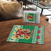 Personalized Wales Christmas Puzzle Cute Red Welsh Dragon and Daffodils - Wonder Print Shop