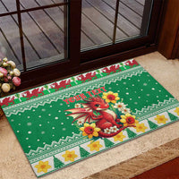Personalized Wales Christmas Rubber Doormat Cute Red Welsh Dragon and Daffodils - Wonder Print Shop