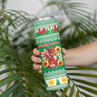 Personalized Wales Christmas Skinny Tumbler Cute Red Welsh Dragon and Daffodils - Wonder Print Shop
