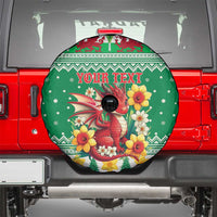 Personalized Wales Christmas Spare Tire Cover Cute Red Welsh Dragon and Daffodils - Wonder Print Shop