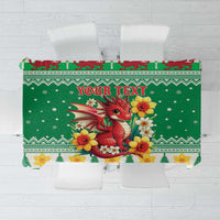 Personalized Wales Christmas Tablecloth Cute Red Welsh Dragon and Daffodils - Wonder Print Shop
