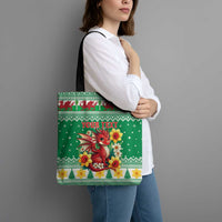 Personalized Wales Christmas Tote Bag Cute Red Welsh Dragon and Daffodils - Wonder Print Shop