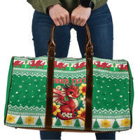 Personalized Wales Christmas Travel Bag Cute Red Welsh Dragon and Daffodils - Wonder Print Shop