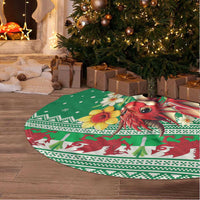 Personalized Wales Christmas Tree Skirt Cute Red Welsh Dragon and Daffodils - Wonder Print Shop