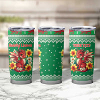 Personalized Wales Christmas Tumbler Cup Cute Red Welsh Dragon and Daffodils - Wonder Print Shop