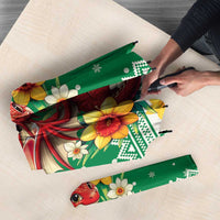 Personalized Wales Christmas Umbrella Cute Red Welsh Dragon and Daffodils - Wonder Print Shop