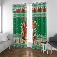 Personalized Wales Christmas Window Curtain Cute Red Welsh Dragon and Daffodils - Wonder Print Shop