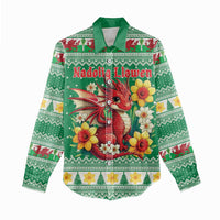 Personalized Wales Christmas Women Casual Shirt Cute Red Welsh Dragon and Daffodils - Wonder Print Shop