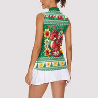 Personalized Wales Christmas Women Sleeveless Polo Shirt Cute Red Welsh Dragon and Daffodils - Wonder Print Shop