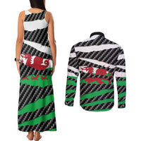 Wales Beast Couples Matching Tank Maxi Dress and Long Sleeve Button Shirt Ripped Flag Graphic - Wonder Print Shop