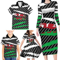 Wales Beast Family Matching Long Sleeve Bodycon Dress and Hawaiian Shirt Ripped Flag Graphic - Wonder Print Shop
