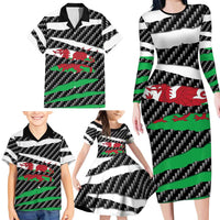 Wales Beast Family Matching Long Sleeve Bodycon Dress and Hawaiian Shirt Ripped Flag Graphic - Wonder Print Shop