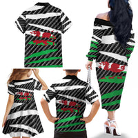 Wales Beast Family Matching Off The Shoulder Long Sleeve Dress and Hawaiian Shirt Ripped Flag Graphic - Wonder Print Shop