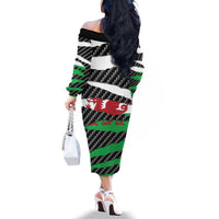 Wales Beast Family Matching Off The Shoulder Long Sleeve Dress and Hawaiian Shirt Ripped Flag Graphic - Wonder Print Shop
