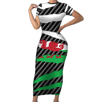 Wales Beast Short Sleeve Bodycon Dress Ripped Flag Graphic - Wonder Print Shop