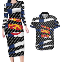 Finland Beast Couples Matching Long Sleeve Bodycon Dress and Hawaiian Shirt Ripped Flag Graphic - Wonder Print Shop