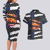 Finland Beast Couples Matching Long Sleeve Bodycon Dress and Hawaiian Shirt Ripped Flag Graphic - Wonder Print Shop