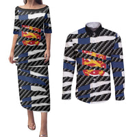 Finland Beast Couples Matching Puletasi and Long Sleeve Button Shirt Ripped Flag Graphic - Wonder Print Shop