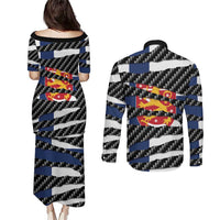 Finland Beast Couples Matching Puletasi and Long Sleeve Button Shirt Ripped Flag Graphic - Wonder Print Shop
