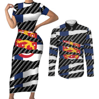 Finland Beast Couples Matching Short Sleeve Bodycon Dress and Long Sleeve Button Shirt Ripped Flag Graphic - Wonder Print Shop