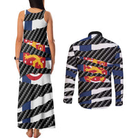 Finland Beast Couples Matching Tank Maxi Dress and Long Sleeve Button Shirt Ripped Flag Graphic - Wonder Print Shop