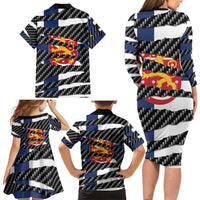 Finland Beast Family Matching Long Sleeve Bodycon Dress and Hawaiian Shirt Ripped Flag Graphic - Wonder Print Shop