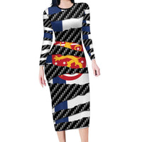 Finland Beast Family Matching Long Sleeve Bodycon Dress and Hawaiian Shirt Ripped Flag Graphic - Wonder Print Shop