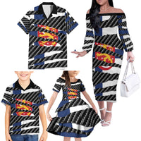 Finland Beast Family Matching Off The Shoulder Long Sleeve Dress and Hawaiian Shirt Ripped Flag Graphic - Wonder Print Shop