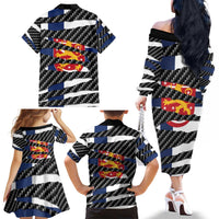 Finland Beast Family Matching Off The Shoulder Long Sleeve Dress and Hawaiian Shirt Ripped Flag Graphic - Wonder Print Shop