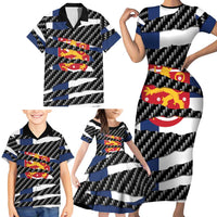 Finland Beast Family Matching Short Sleeve Bodycon Dress and Hawaiian Shirt Ripped Flag Graphic - Wonder Print Shop