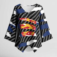 Finland Beast Kimono Sleeve Blouse Ripped Flag Graphic - Wonder Print Shop