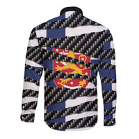 Finland Beast Long Sleeve Button Shirt Ripped Flag Graphic - Wonder Print Shop