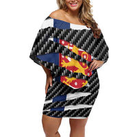 Finland Beast Off Shoulder Short Dress Ripped Flag Graphic - Wonder Print Shop