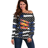 Finland Beast Off Shoulder Sweater Ripped Flag Graphic - Wonder Print Shop