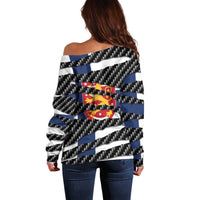 Finland Beast Off Shoulder Sweater Ripped Flag Graphic - Wonder Print Shop