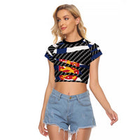 Finland Beast Raglan Cropped T Shirt Ripped Flag Graphic - Wonder Print Shop