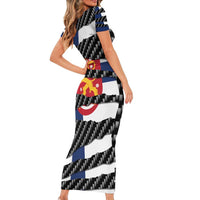 Finland Beast Short Sleeve Bodycon Dress Ripped Flag Graphic - Wonder Print Shop